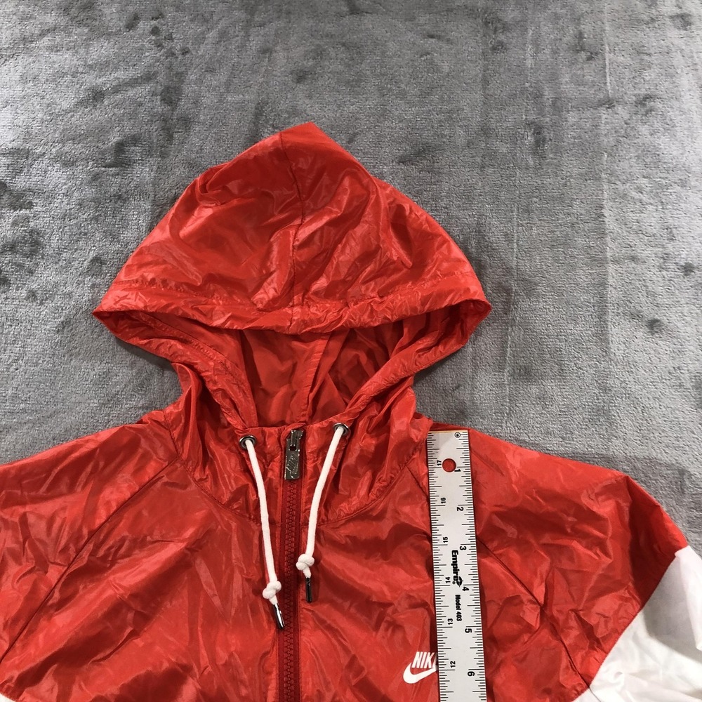 Nike Windbreaker Jacket Kids Large Red White Hooded Zip Colorblock 374897-101 - Picture 7 of 16